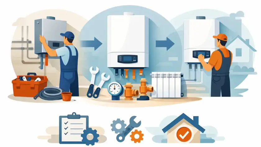 Kazáncsere menete lépésről lépésre