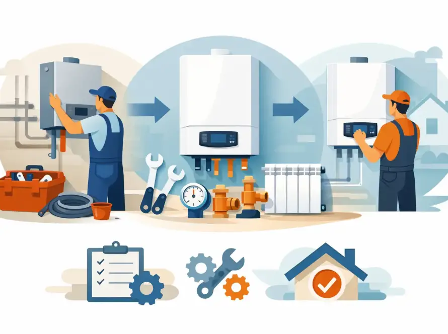 Kazáncsere menete lépésről lépésre