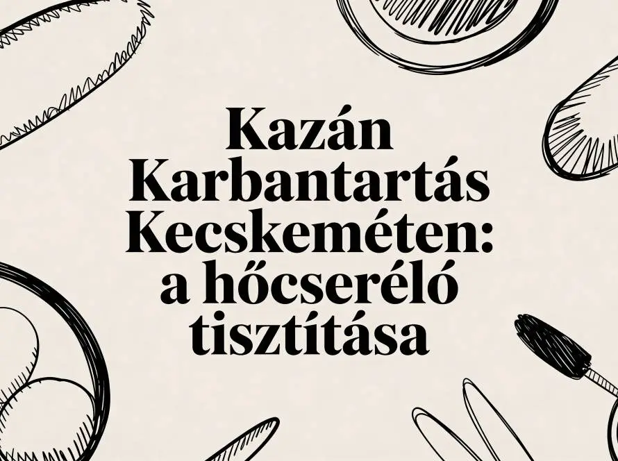 Boiler maintenance in Kecskemét focusing on cleaning the heat exchanger (Hungarian text shown).